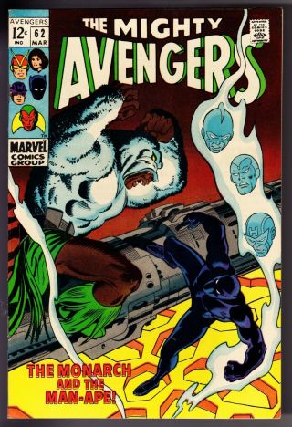 Avengers 62 (1969) Marvel 1st App Of The Man - Ape Black Nkight App.  Vf/nm 9.  0