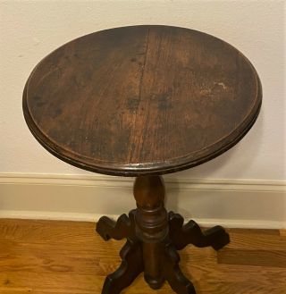 Antique Vintage Round Pedestal Tea Occasional Side Table Plant Stand - 29.  5 