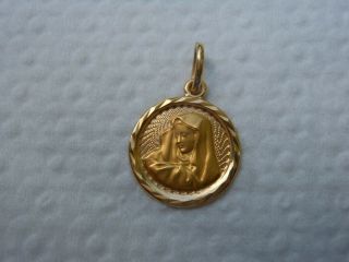 Vintage 18k Solid Gold 750 Madonna Mother Of Sorrows Religious Pendant