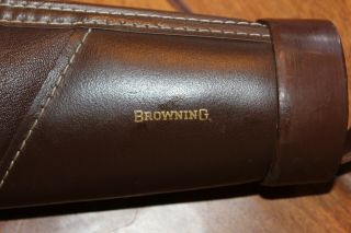 Vintage 1960 Browning Soft Case Rifle Shotgun Brown Leather W/wool Fleece Lining