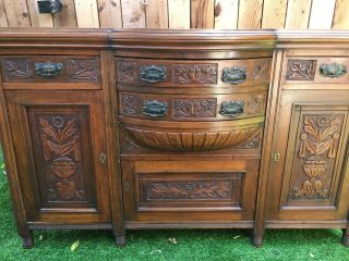 Antique Carved Wood Sideboard/ Cabinet/ Chest Of Drawers,  4 Drawers,  3 Cabinets