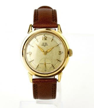 Vintage 1950 ' s German GUB GLASHUTTE cal.  60 Mechanical Wristwatch Gold Plated 3