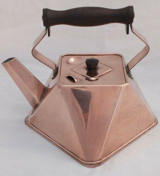Arts And Crafts Copper Kettle Square Triangular Christopher Dresser Style C 1910
