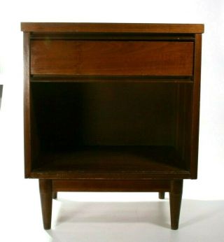 Mid Century Modern Solid Wood Nightstand Side End Table One Drawer Peg Legs