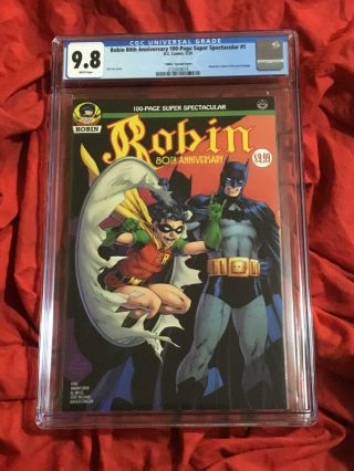 Cgc 9.  8 Robin 80th Anniversary Special Jim Lee 1940’s Variant Batman Dark Knight