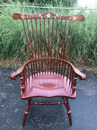 Ethan Allen Hitchcock Stenciled High Back Windsor Style Chancellor 
