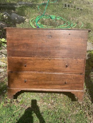 Mule Chest Early Blanket Box 2drawers Pine Antique Ny Hudson River Toy Box 1770