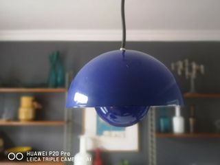 60s Flowerpot Pendant Light By Verner Panton For Louis Poulsen In Blue