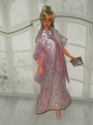 Vintage Barbie Vhtf Mod Clone Pink Silver Evening Gown Coat Set Purse,  Shoes