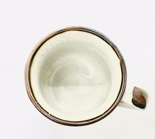 Vintage Hand Painted Brown & Cobalt Floral Speckled Stoneware Coffee Mug EUC 3