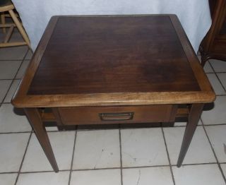 Walnut Ash Mid Century Lane End Table / Side Table With Drawer (t788)