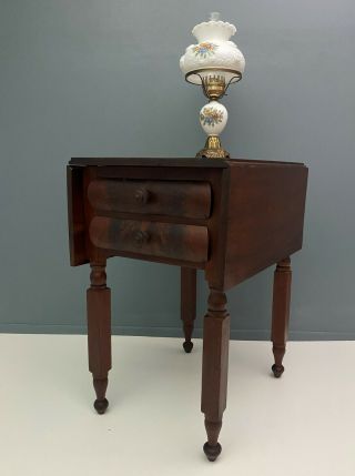 Antique Rosewood Drop Leaf Federal Table Pembroke Nightstand Sewing Victorian