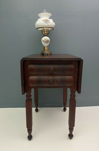 Antique Rosewood Drop Leaf Federal Table Pembroke Nightstand Sewing Victorian 2