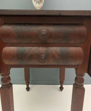Antique Rosewood Drop Leaf Federal Table Pembroke Nightstand Sewing Victorian 3