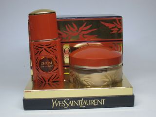 Vtg Yves Saint Laurent Opium Secret De Parfum 1oz Dynasty Set Creme Cream