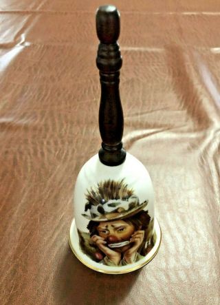 Vintage Flambro Emmett Kelly Jr.  Bell With Wood Handle Clown