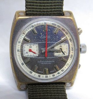 Vintage Men ' s ESKA Chronograph Wrist Watch (TROPICAL DIAL) Running 2