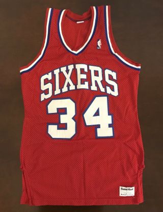 Rare Vintage Sand Knit Nba Philadelphia 76ers Charles Barkley Basketball Jersey