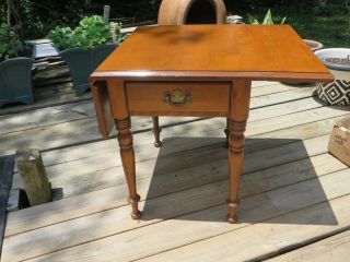 Ethan Allen drop leaf End Table Early American Solid Maple and Birch Wood 3