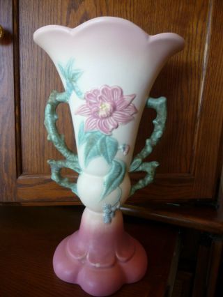 Hull Rare Vintage Woodland Double Handle Tall Vase W25 12 1/2 "