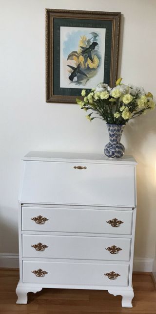 Vintage Secretary Desk And Hand Painted White (local Pick Up Only. )