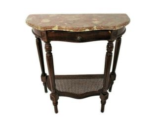 Demi Lune Wall Console Table Ornate Marble Top Rush Bottom Tier Gorgeous