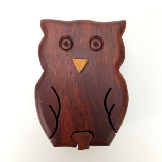 Wood Owl Puzzle Trinket Jewelry Keepsake Box