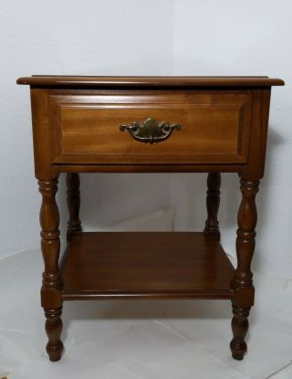 Korn Industries Sumter NC Vintage Maple Wood End Table Nightstand 2 - Tier Drawer 2