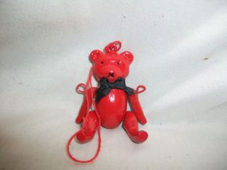 Midwest Of Cannon Falls Miniature Cast Iron Red Jointed Teddy Bear Ornament
