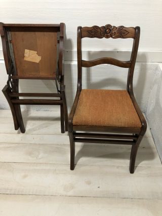 Vintage Tell City Duncan Phyfe Style Carved Mahogany FOLDING Chairs 3
