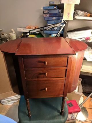 Vintage Martha Washington Sewing Cabinet Solid Wood 3 Drawers Deep Side Storage