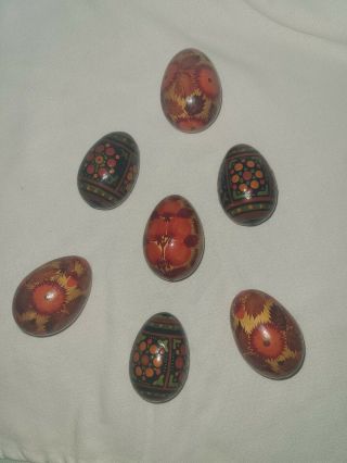 Vintage Hand Painted Wood Eggs