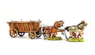 Hausser Elastolin Germany Medieval Wagon With 4 Horses Vintage 1960s?