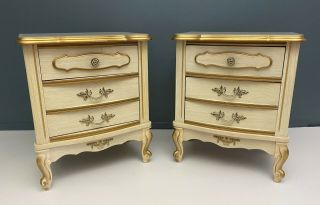 Pair Vintage Mid Century French Provincial Nightstands Sears 70s Side Tables