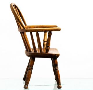 Antique 19th Century Child ' s Children ' s Stick Back Windsor Chair - Doll / Teddy 3