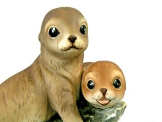 Vintage 1981 Homco Masterpiece Porcelain Figurine Two Baby Seals