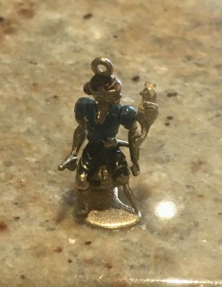 Antique Pirate Gold Charm The Arms Move He’s Sitting On A Barrel And Has A Parot