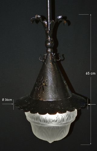 Rare Victorian C - 1840s Art & Crafts Gothic Design Church Pendant Lantern Light