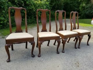 Set Of 4 Kittinger Queen Anne Dining Room Chairs