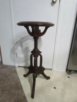 Antique Victorian Eastlake Marble Top (missing) Walnut 30 " Table Plant Stand