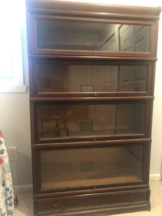Antique 4 - Stack Lawyers Barrister Bookcase,  Glass,  Finish & Hardware