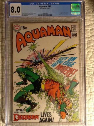 Aquaman 50 Cgc (8.  0) Jim Aparo Neal Adams Deadman Dc Comics 1970
