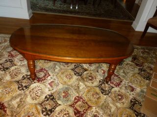 L & J G Stickley Cherry Valley Oval Coffee Table With Optional Glass Top