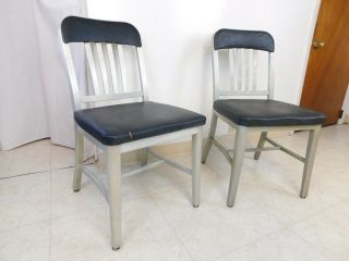 Pair Dated 1969 Mid Century Modern Emeco Goodform 1 Pc Frame Office Side Chairs