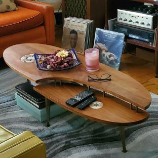 Mcm Mid Century Modern Surfboard Style Oval Coffee Table Unique Rare
