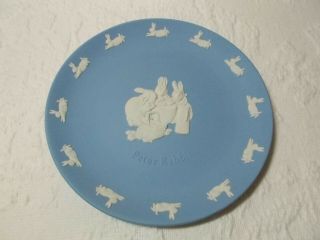 Blue Wedgwood Jasperware Peter Rabbit Plate 5 Inches White On Pale Blue