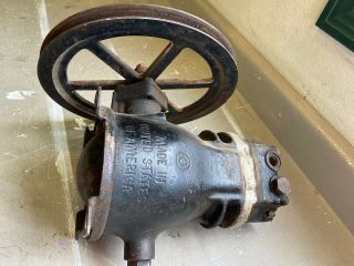 Vintage Air Compressor Pump 608712 W Flywheel Pulley - Made In The Usa