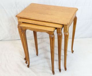Set Of 3 Antique Petite Country French Nesting Tables - Vintage Set Of 3