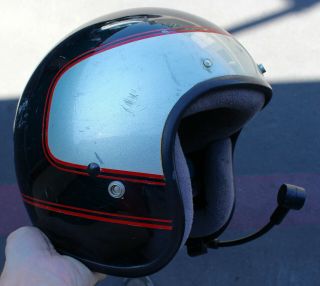 Vintage Shoei Motorcycle Helmet Red Silver Black W/ Microphone Mic Xl X - Large