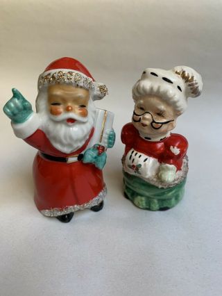 Vtg Santa & Mrs Claus Christmas Collectible Salt And Pepper Shakers Japan G